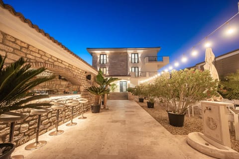 Property building, Night, Garden, Garden view