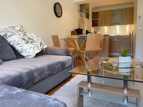 Kitchen or kitchenette, Living room, Seating area, Dining area
