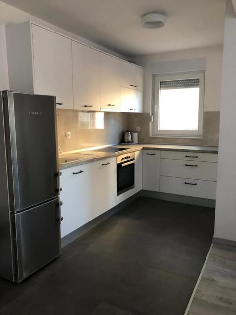 Kitchen or kitchenette, dishwasher, oven, stove