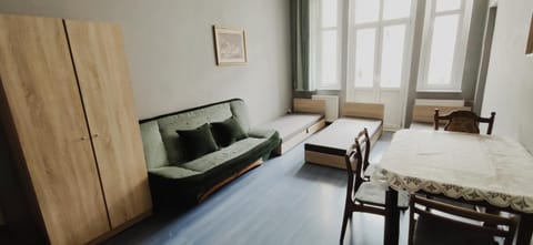 Bed, wardrobe