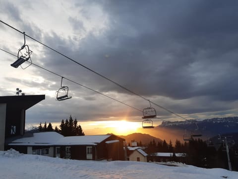 Natural landscape, Winter, Mountain view, Sunset