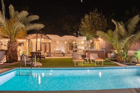 Property building, Living room, Swimming pool