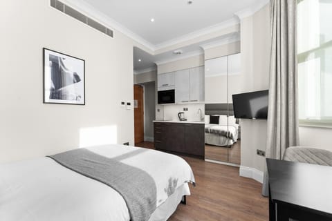 Bed, TV and multimedia, Kitchen or kitchenette, Photo of the whole room, Bedroom