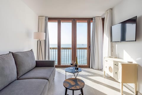 Natural landscape, TV and multimedia, View (from property/room), Balcony/Terrace, Living room, Seating area, Sea view, locker, wardrobe, air conditioner