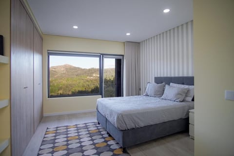 Bed, Natural landscape, Bedroom, Mountain view