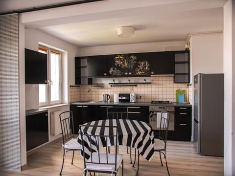 Dining area, minibar, stove