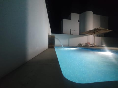 Night, Pool view, Swimming pool