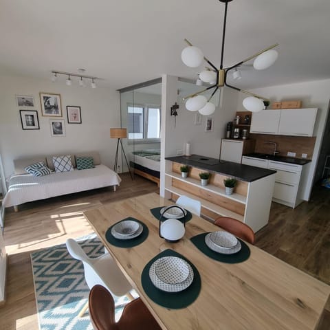 Restaurant/places to eat, Kitchen or kitchenette, Living room, Photo of the whole room, Seating area, Dining area, Bedroom