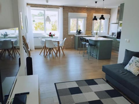 Kitchen or kitchenette, Living room, Dining area