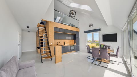 Kitchen or kitchenette, Living room, stove