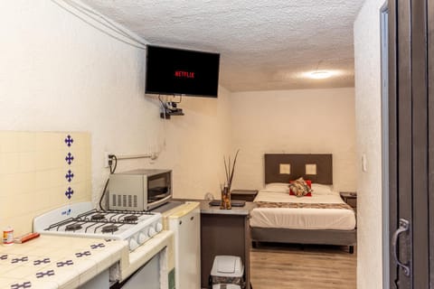 Bed, TV and multimedia, Kitchen or kitchenette, Photo of the whole room, Bedroom, minibar
