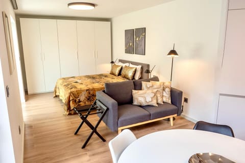 Bed, Living room, Photo of the whole room, Decorative detail, Seating area, Dining area, Bedroom, wardrobe