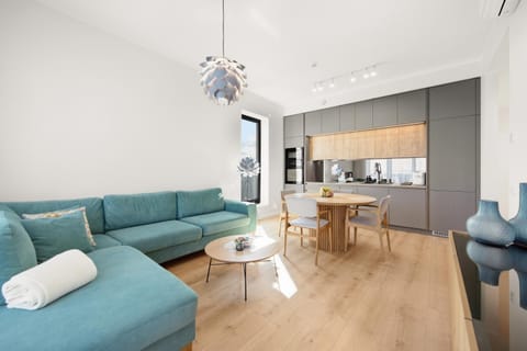 Living room, kitchen, air conditioner