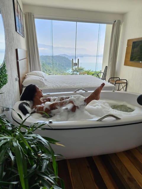 Bed, Natural landscape, Bedroom, Sea view