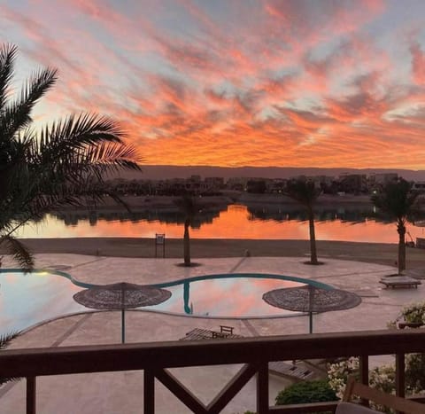 Natural landscape, Pool view, Swimming pool, Sunset