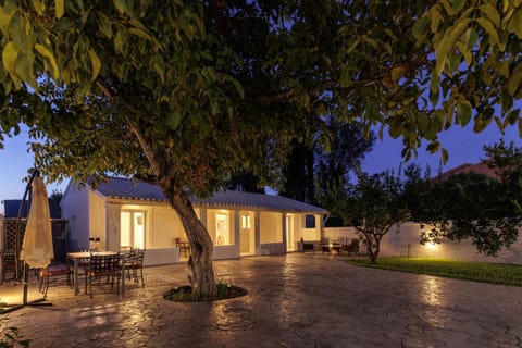Property building, Patio, Night, Garden, Dining area, Garden view