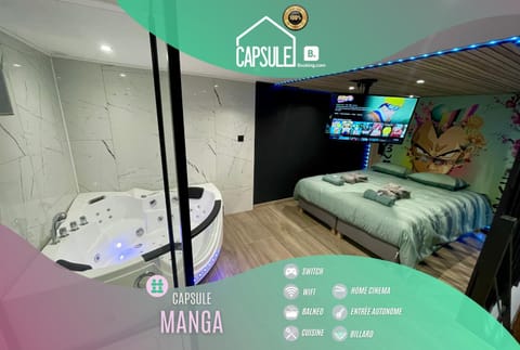 Bed, Bathroom, TV and multimedia, Photo of the whole room, Bedroom, towels