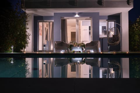 Night, Pool view, Swimming pool