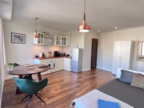 Kitchen or kitchenette, Living room, Seating area, Dining area, pet friendly, stove