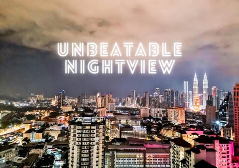 Night, Text overlay, City view