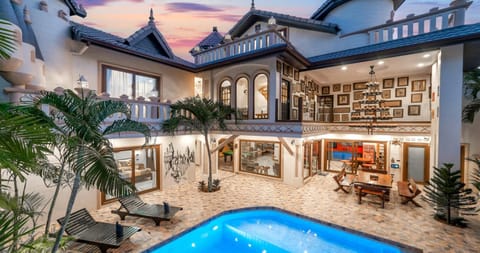 Property building, Patio, Hot Tub, View (from property/room), Balcony/Terrace, Pool view, Swimming pool, sunbed