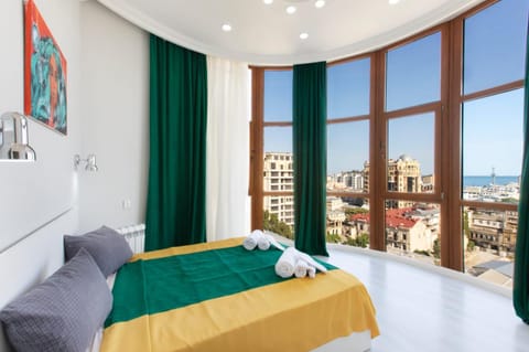 Bed, Photo of the whole room, Bedroom, Sea view, towels