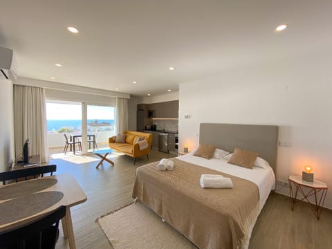 Bed, Living room, Bedroom, Sea view