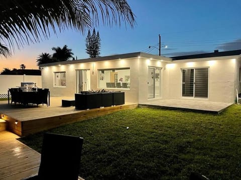 Property building, Night, Garden, Garden view