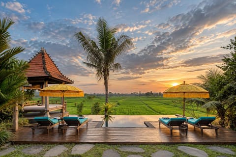 Day, Natural landscape, View (from property/room), View (from property/room), Swimming pool, Time of day, Sunset, sunbed