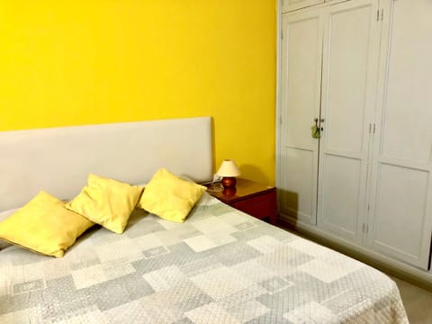 Bed, wardrobe