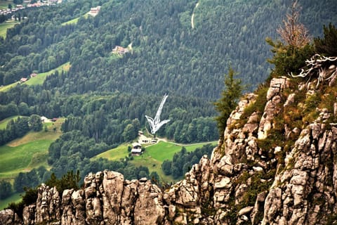 Property building, Natural landscape, Bird's eye view, Mountain view