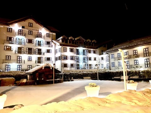 Property building, Night, Winter
