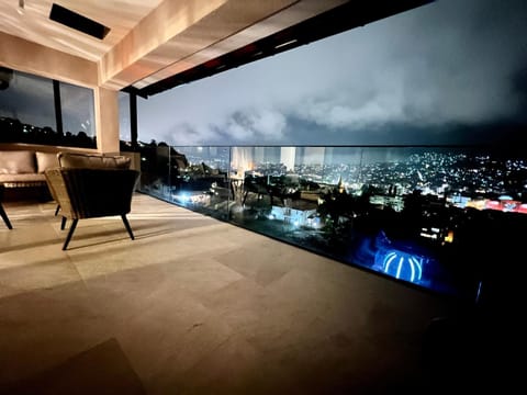 Night, Seating area, City view