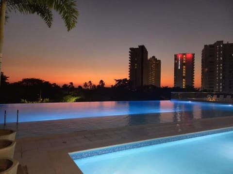 Pool view, Swimming pool, Sunset
