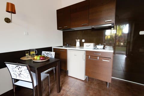 Kitchen or kitchenette, stove