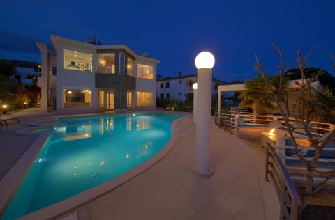 Property building, Night, Swimming pool