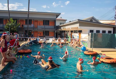 Swimming pool, group of guests
