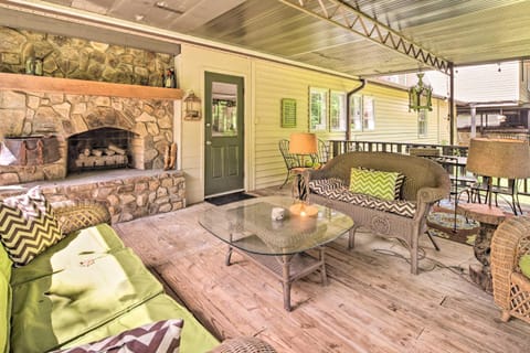 Deck with Fireplace Pet-Friendly Lake Lure Retreat House in Chimney Rock