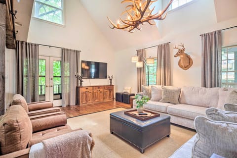 Deck with Fireplace Pet-Friendly Lake Lure Retreat House in Chimney Rock