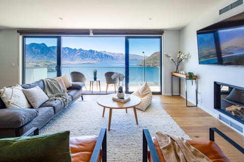 Living room, Seating area, Lake view