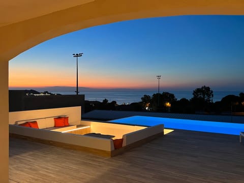 View (from property/room), Living room, Swimming pool