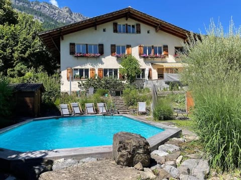 Property building, Day, Natural landscape, Garden, Garden view, Mountain view, Pool view, Swimming pool, sunbed