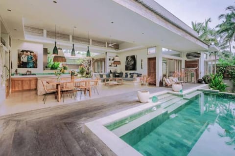 Property building, Living room, Swimming pool
