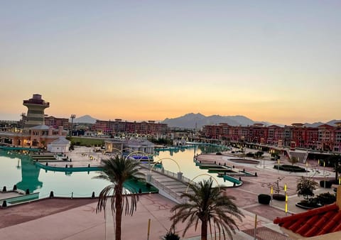Natural landscape, Mountain view, Pool view, Sunset