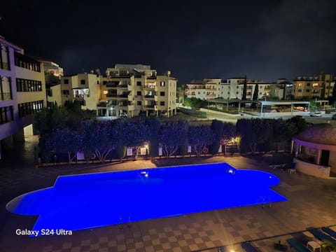 Night, City view, Pool view, Swimming pool