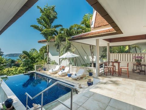 Patio, Day, View (from property/room), Balcony/Terrace, Pool view, Sea view, Swimming pool, sunbed
