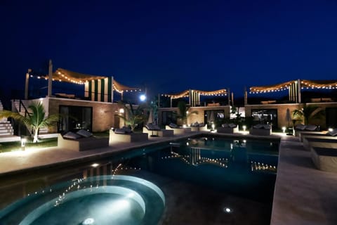 Night, Pool view, Swimming pool