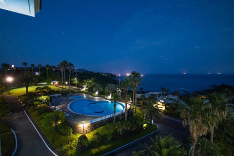 Night, Natural landscape, Balcony/Terrace, Sea view, Swimming pool