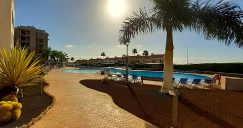 Swimming pool, sunbed