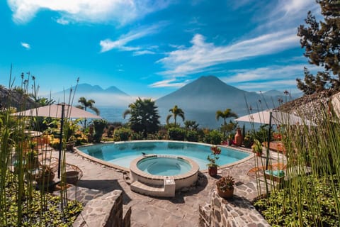 Patio, Spring, Day, Natural landscape, Garden, Hot Tub, Decorative detail, Garden view, Mountain view, Pool view, Swimming pool, sunbed